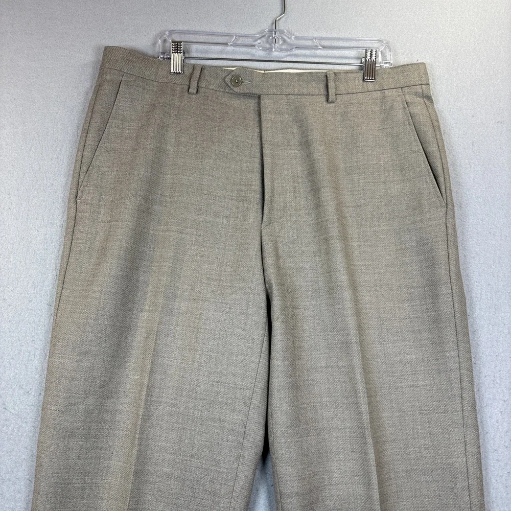 Santorelli Romeo Tan Flat Front 100%‎ Virgin Wool Dress Pants Men's 38